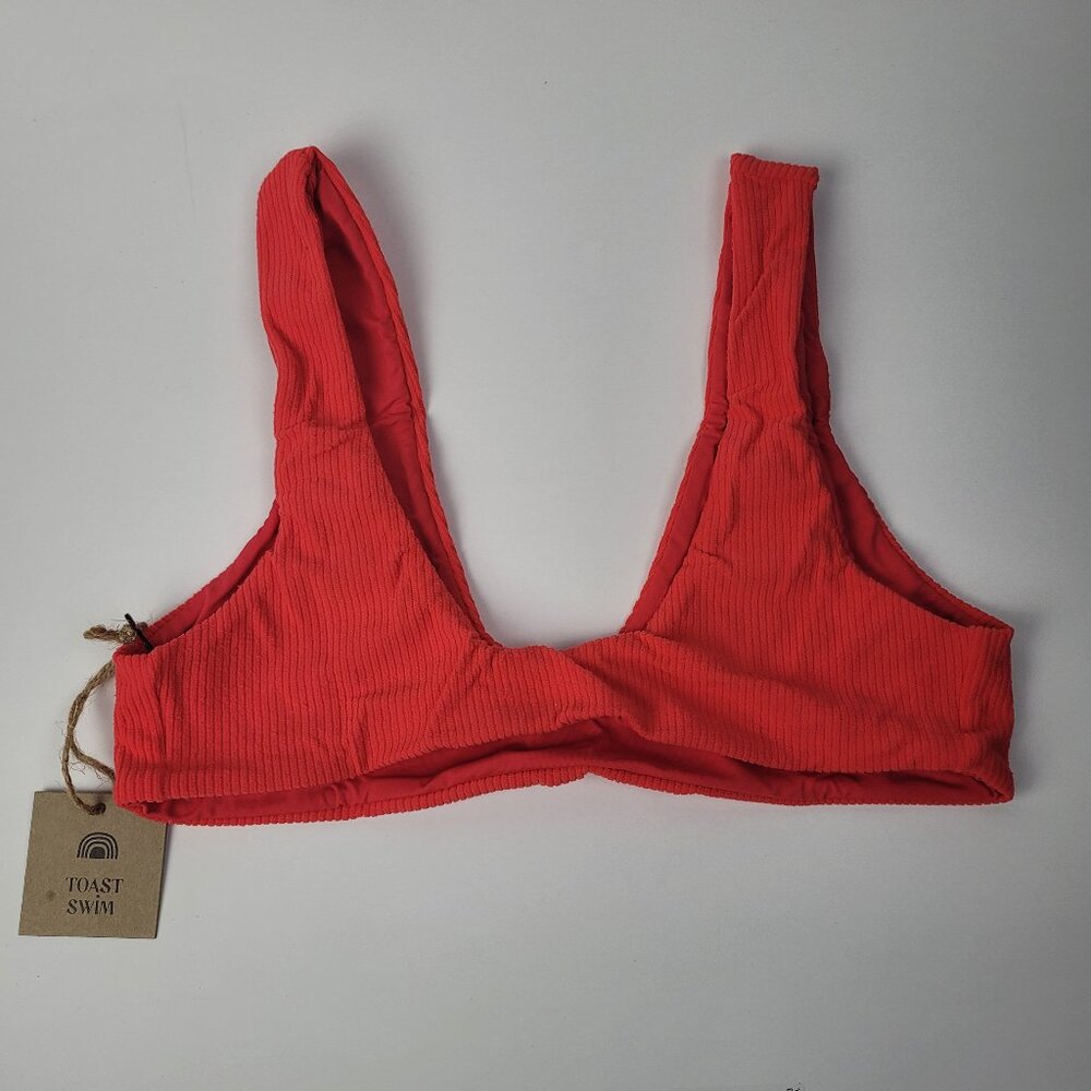 FREE PEOPLE Toast Swimwear Signature Scoop Top - Sz M Fire Coral